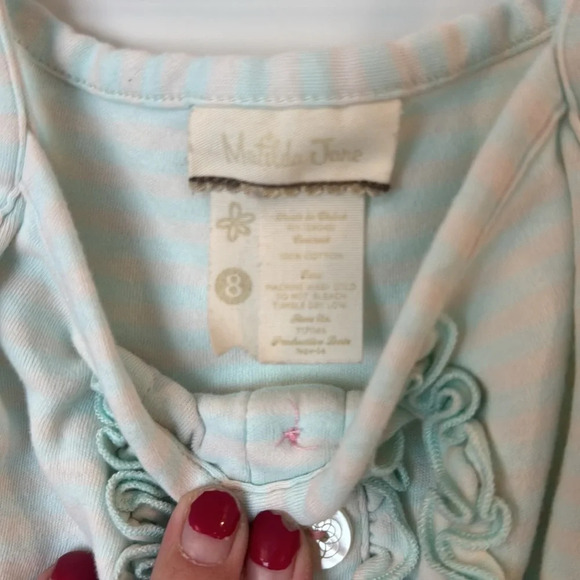Matilda Jane Girls 8 Honeydew Aqua Tank Stripe Tanktop Wonderful Parade - Picture 5 of 5